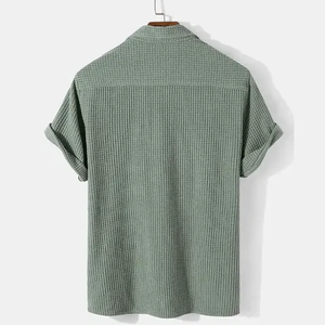 Polo en coton rayé pour homme, manches courtes, décontracté, respirant, tissu tissé avec poche, coupe classique - Product Image 3