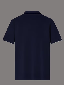 Men's White Short Sleeve Shirt Polyester/Cotton Jersey Fabric Breathable Casual Design Front Logo Print Regular Fit 180g - Product Image 3
