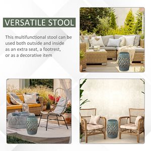 Sgabello da Giardino in Ceramica Verde 33x46 cm con Design ad Anello Intrecciato, Utilizzabile come Tavolino o Accessorio per Sedia - Product Image 5
