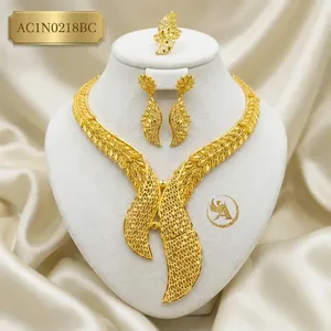 Hot Sale New 24K Gold Plated Brass Leaf Design Box <b>Chain</b> Women's Necklace for African Engagement Anniversary Wedding & Party - Product Image 1