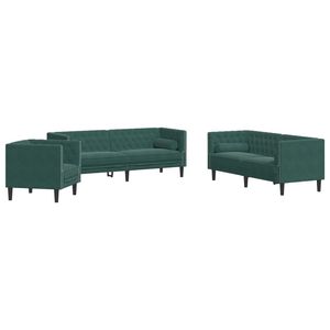 Canapé Chesterfield 3 places en velours vert foncé pour salon - Product Image 2