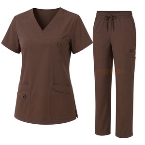 Wholesale Custom Medical Uniform Cotton Blend V Neck <b>Scrub</b> <b>Top</b> Elastic Waist Pants Nursing Healthcare Private Label Supplier - Product Image 3