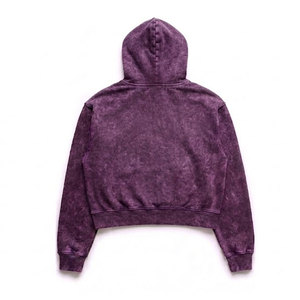 Sweat à capuche zippé pour homme, style streetwear, avec strass, délavé à l'acide, effet usé, effet soleil, coupe oversize, haute qualité - Product Image 2