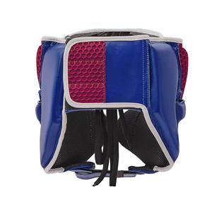 Protector de Cabeza para Boxeo, de Cuero PU, Transpirable, Resistente a Impactos, Unisex, para Adultos, Protección Deportiva para la Cabeza, Azul y Rojo con Malla - Product Image 3