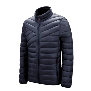Men's Casual Lightweight Winter <b>Coat</b> Oversize Puffer Jacket Stand Collar Hood Solid Color Polyester Outerwear for Outdoor Warmth - Product Image 1