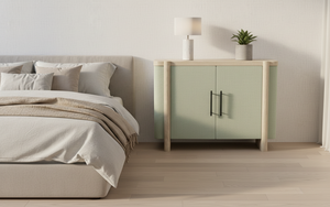 Buffet moderne à 2 portes en chêne massif pour salon - Rangement résistant à l'eau avec design minimaliste - Product Image 4