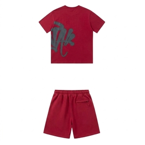 Casual Summer Hip Hop Polo Shirts Sets Cotton Polyester <b>Pullover</b> <b>Mens</b> Custom Logo Tracksuit T-Shirt and Short Set with Zipper - Product Image 1