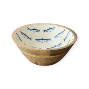 Tazón de Madera Artesanal para Servir con Interior Esmaltado en Verde Suave con Diseño Floral para una Cena Elegante - Product Image 4