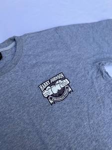 เสื้อยืดแขนสั้นสีเทาสำหรับผู้ชาย ยี่ห้อ Harry Johnson ทรงปกติ ผ้าคอตตอนผสมสแปนเด็กซ์ คอกลม พิมพ์ลายโลโก้ด้านหน้า เนื้อผ้าบางเบา สวมใส่สบาย - Product Image 2