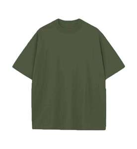 เสื้อยืดผู้ชายทรงโอเวอร์ไซส์ ผ้าฝ้ายเรียบ คอกลม แขนสั้น สีพื้น ลำลอง ผ้าเจอร์ซีย์ถัก ทรงพอดีตัว ความยาวปกติ สีเขียว - Product Image 1