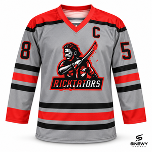 Camiseta de Hockey sobre Hielo SINWY RICKTATORS para Hombre, Sublimada, Cuello en V, Transpirable, Uniforme de Equipo de Poliéster - Product Image 1