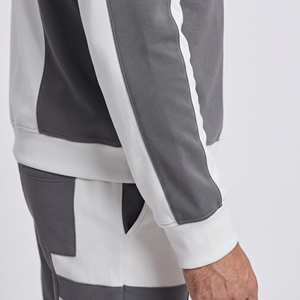 Ensemble de survêtement pour homme gris et blanc avec sweat-shirt à fermeture éclair quart de tour - Product Image 3