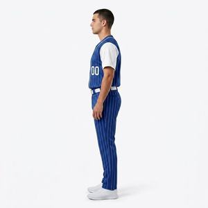 Uniforme de Béisbol a Rayas Azules para Hombre Five B, Conjunto de Pantalones y Jersey de Manga Corta, Transpirable, de Poliéster, para Todas las Temporadas, Ropa de Equipo, Logotipo Personalizado - Product Image 2