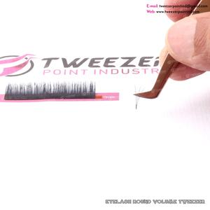 Pince à épiler d'extension de cils personnalisée en gros couleur or rose facile à ramasser cils 3D 4D 5D avec pochette en cuir d'emballage - Product Image 3