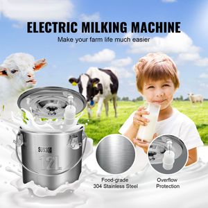 Tire-lait électrique portable 12 L en acier inoxydable 304 à pulsation automatique pour chèvres, avec ingrédients de qualité alimentaire - Product Image 3