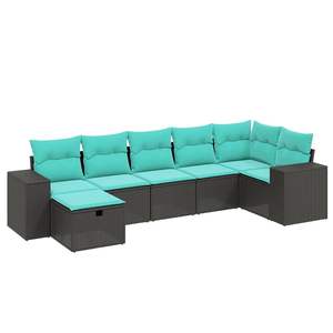 Ensemble de canapés de jardin modulaires en polyrotin noir 6 places, mobilier d'extérieur au design contemporain - Product Image 2