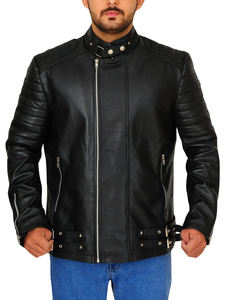 Veste en cuir véritable pour homme, de haute qualité, noire, style motard, personnalisée, imperméable, écologique, pour l'hiver, vente en gros - Product Image 2