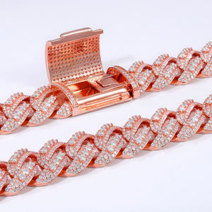 Luxury Rose Gold Iced Out Cuban Link Hip Hop Chain <b>Statement</b> <b>Necklace</b> for Men Women Premium Fashion Jewelry Style - Product Image 2