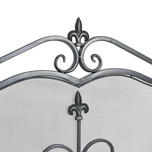 Écran de cheminée en métal de luxe à motif enroulé avec panneaux pliants en maille de protection, écran décoratif pour foyer en fer - Product Image 6