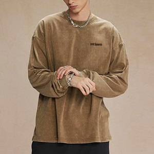 บริการ OEM เสื้อสเวตเชิ้ตผ้าฝ้ายแท้ 100% แบบสั่งทำพิเศษ สำหรับฤดูหนาว ล้างสีแบบแอซิด น้ำหนักเบา ขายส่งสำหรับผู้ชาย - Product Image 3