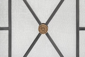 Crossbuck Farmhouse Metal Fireplace <b>Screen</b> Double <b>Door</b> Fine <b>Mesh</b> Spark Guard with Decorative Steel Hearth Protector - Product Image 4