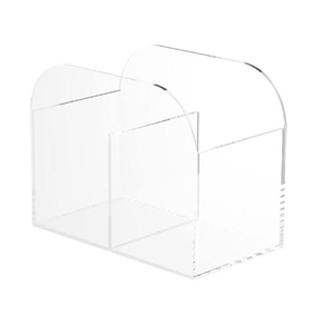 Porte-crayons en acrylique transparent avec 2 compartiments, boîte de rangement pour bureau, papeterie, artisanat, vitrine - Product Image 1