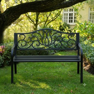 Weatherproof Powder Coated Wrought Iron European Design KHP Park <b>Bench</b> Custom Hand Forged <b>Metal</b> Garden Long Chair 2-Seater - Product Image 2