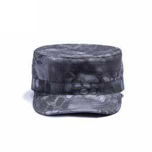 Casquette de cadet à motif gris unisexe, casquette plate camouflage avec visière - Product Image 1