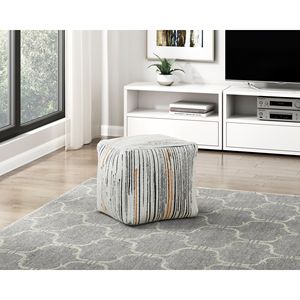 Pouf ottoman moderne carré en tissu jacquard antidérapant, 1 pièce, pouf de siège, fauteuil pouf, pouf rembourré - Product Image 4