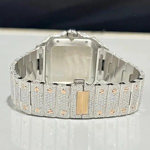 Reloj de Diamantes Moissanite VVS en Oferta, Acero Inoxidable, Totalmente Automático, Chapado en Oro, Cristal de Zafiro de Lujo, Estilo Hip Hop, Cuarzo - Product Image 4