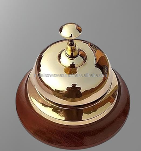 Campana de latón pulido con diseño de madera para decoración de oficina, hotel o cocina con técnica plateada - Product Image 1