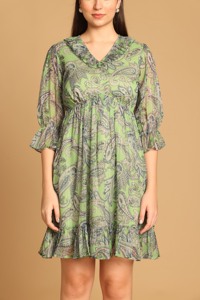 Vestido Moderno con Estampado Verde, Vestido Casual para Mujer, Ropa Cómoda para Uso Diario, Disponible al Mejor Precio - Product Image 4