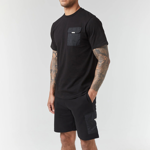 Ensembles de t-shirts et shorts décontractés pour hommes en couleur unie, service OEM ODM, qualité supérieure, haute performance, 100% coton, respectueux de l'environnement - Product Image 1
