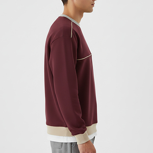 Sweat-shirt d'hiver à col rond et coupe classique de haute qualité, avec bordure contrastante, pour tenue décontractée et extérieure - Product Image 5