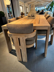 Ensemble de salle à manger d'extérieur en bois massif ou ensemble de salle à manger de patio avec structure en aluminium sur mesure, mobilier de jardin résistant aux intempéries - Product Image 5