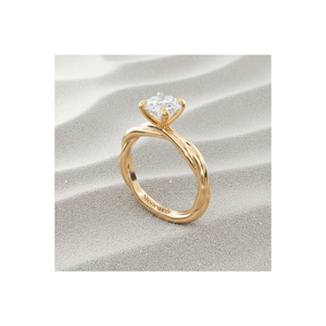 Bague de fiançailles solitaire Stonewels en or massif avec anneau rond en corde |   Diamant de laboratoire serti à griffes pour un luxe certifié - Product Image 1