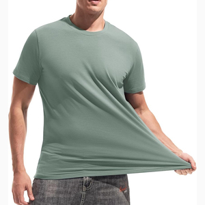 เสื้อยืดคอกลมโอเวอร์ไซส์ผู้ชาย ผ้าคอตตอนหนา ทรงหลวม ไหล่ตก สวมใส่สบาย แขนปกติ ระบายอากาศดี ด้านหน้าเรียบ - Product Image 3