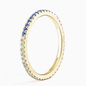 Bague Éternité en Or Blanc pour Femme, Diamants Ronds Brillants et Saphirs Sertis Pavé, Bijou Fin Classique pour Mariage - Product Image 4