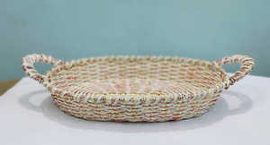 Vente en gros de paniers de rangement rectangulaires paniers de nourriture fruits et légumes tissés à la main plateau plateaux de service décoratifs vignes en plastique - Product Image 6