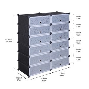 Armadio Modulare a 12 Cubi in Plastica Fai-da-Te con Ante, Organizzatore per Scarpe e Oggetti per Casa o Ufficio - Product Image 3
