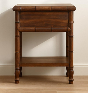 Mesita de noche moderna de estilo vintage para el hogar, con 3 cajones, tapa de madera de mango, color natural, mesitas de noche de madera para hotel - Product Image 4