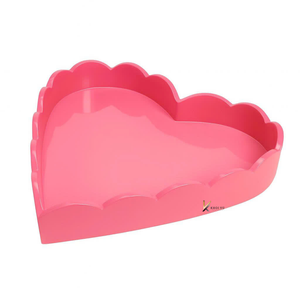 Elegant Heart-Shaped <b>Lacquerware</b> Tray High Gloss Finish Scallop Edge Serving Dish Jewelry Tray for Living Room Perfect Tableware - Product Image 4