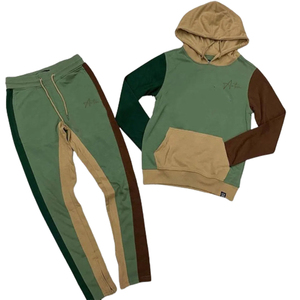 Conjunto Deportivo de Invierno para Hombre, Colorido, con Parches, 100% Algodón, Sudadera con Capucha y Pantalones Jogger, Dos Piezas, Ropa Deportiva Informal a la Moda - Product Image 3