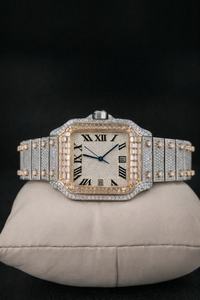 Reloj Automático de Lujo para Hombre con Números Romanos, Bisel con Piedras de Moissanita, Esfera de Acero Inoxidable, Cristal, Estilo Hip Hop, Mecánico - Product Image 3