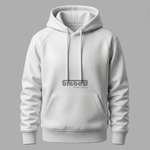 Sweat-shirt à capuche en peluche blanche pour homme, pull à capuche avec poche avant, streetwear décontracté - Product Image 1