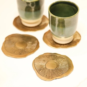 Royal Eclipse Brass <b>Coaster</b> Set Handcrafted Premium Artistic <b>Drink</b> <b>Coasters</b> Heat Resistant Table Protector Luxury Gift - Product Image 3