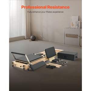 Máquina de Pilates de Madera con Doble Resistencia, Plegable, 400 LBS, Gimnasio en Casa, Cama de Pilates con Resortes, Set de Reformer con Cuerda y Caja para Sentarse - Product Image 3