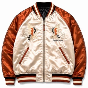 Veste Sukajan d'hiver personnalisée en satin premium avec col montant et patchwork, broderie faucon, souvenir japonais, style bomber OEM ODM Yokosuka - Product Image 2