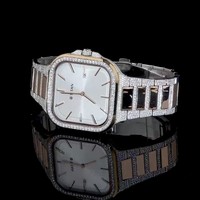Montre mécanique carrée de luxe pour homme, boîtier en acier inoxydable 35 mm, verre saphir, affichage de la date, analogique, bouton poussoir, fermoir caché