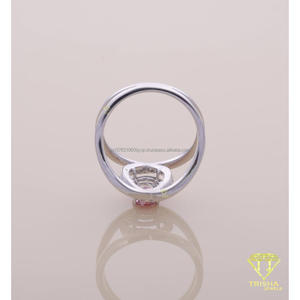 Pink Oval Moissanite Diamond Double Halo <b>Split</b> Shank Engagement <b>Ring</b> White Gold Bridal Wedding <b>Ring</b> for Women - Product Image 6